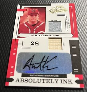 2004 Absolute 74/100 Austin Kearns Reds Absolutely Ink Auto Bat Jersey #AI-12
