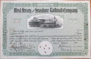 West Jersey and Seashore Railroad 1955 Stock Certificate, New Jersey NJ - Picture 1 of 1