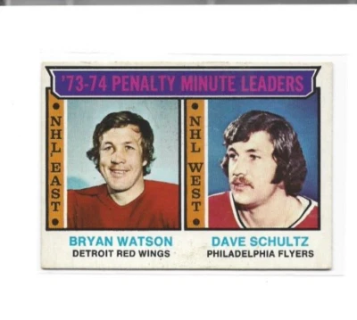 1974-75 O-Pee-Chee #5 Penalty Min. Leaders/Bryan Watson/Dave Schultz EX - Image 1 of 2