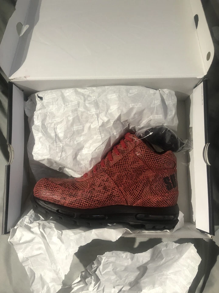 Nike Air Max Goadome Supreme Red Snakeskin Boots DA1475-600 Sz 11.5 Rare - Image 1 of 4
