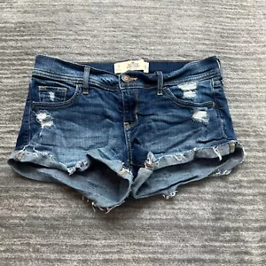 Hollister Jean Shorts Size 5 W27 Womens Low Rise Blue Denim - Picture 1 of 7