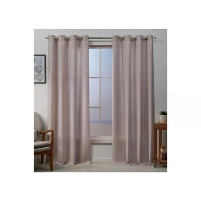 Grommet Top Curtain Panels 1 Pair Blush Pink 84"L x 108"W (54" each Filter Light - Image 1 of 4