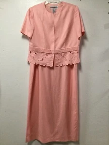 Womens Mother of the Bride Set Size 14 Pink Peach Cutwork Jessica Howard 218 - Picture 1 of 9