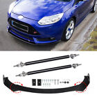 For Ford Focus RS ST Front Bumper Lip Splitter Spoiler Body Kit + Strut Rods