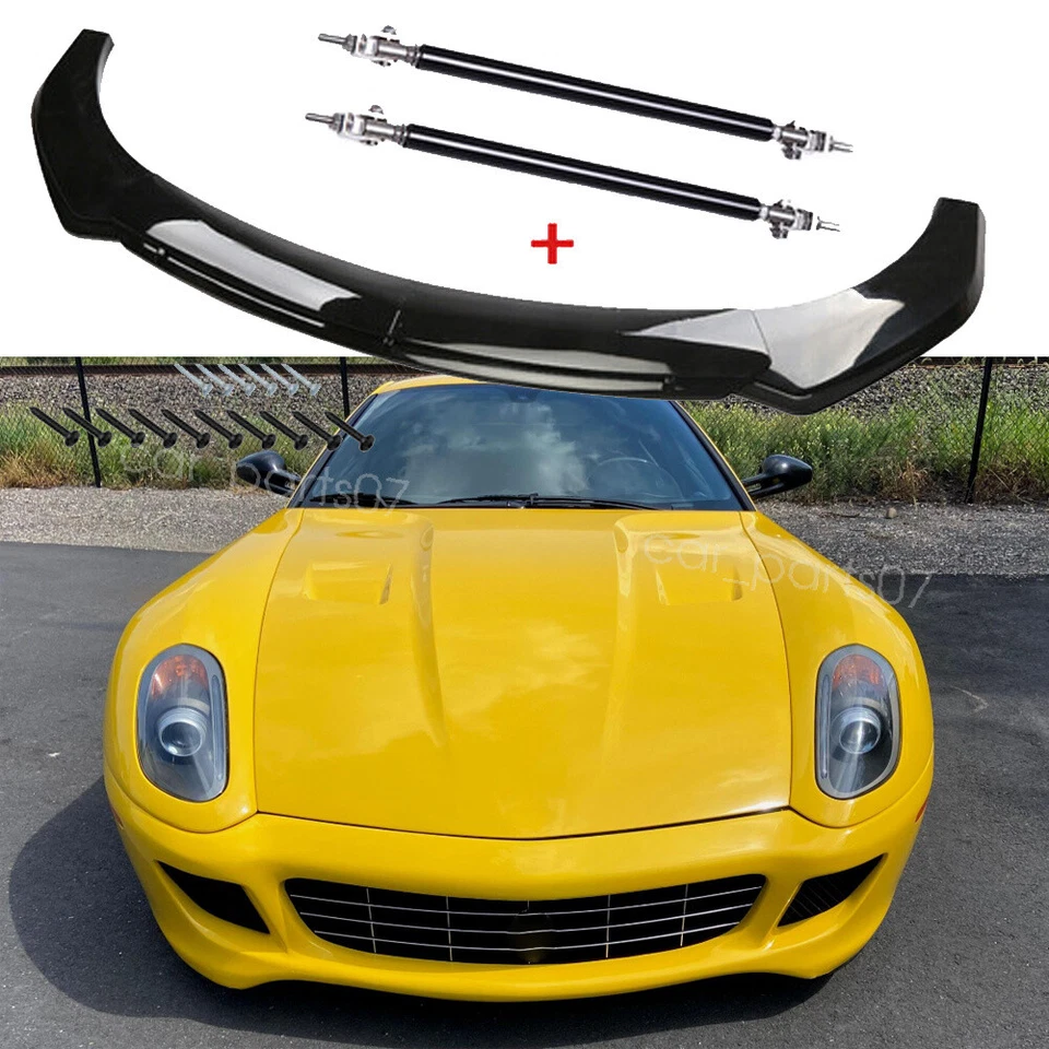Front Bumper Lip Splitter Spoiler+Strut Rods For Ferrari 599 GTB Fiorano Foto 1 de 4