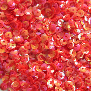Sequins Coral Red Iris 4mm Round Cup ~1,200/100grams(~15,000 pieces) Loose HQ