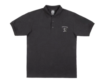 Thrasher Magazine Mini Gonz Embroidered Mark Gonzales Art Black Polo Shirt
