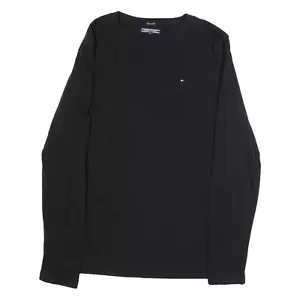 TOMMY HILFIGER Organic Cotton Womens T-Shirt Black Long Sleeve UK 16 - Picture 1 of 6
