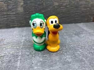 Vintage Walt Disney Daisy Duck & pluto Pencil Topper Plastic Cake Topper 2" 7B - Picture 1 of 5
