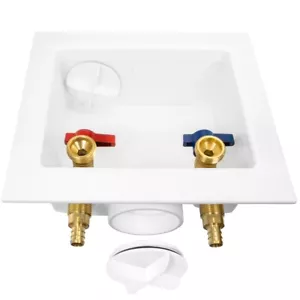 EFIELD Washing Machine Outlet Box , 1/4 Turn Brass Valves , 1/2" Crimp Pex Inlet - Picture 1 of 4