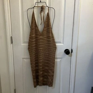 NWT Wild Fable Women’s Bodycon Halter Knit Dress Size 2XL Light Brown - Picture 1 of 17