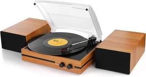 Retro Vinyl Record Player Bluetooth Phonograph Belt-Drive Turntable With Speaker - Picture 1 of 8