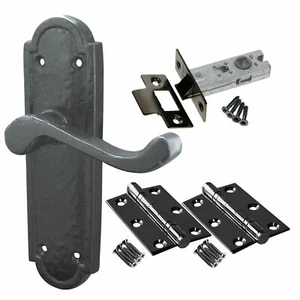 Turnberry Internal Black Antique Door Handle Pack - Latch Lock and Bathroom - Picture 1 of 6