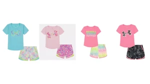 Under Armour Girls 2T-6X Graphic T-Shirt & Shorts Set Pick Size & Color MSRP:$40 - Picture 1 of 7