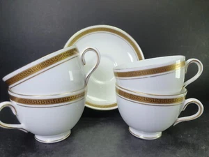 Precioso Lote de Colección Toscana China Blanco 4 Tazas Platillo Llave Griega - Imagen 1 de 6