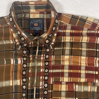 Chaps Ralph Lauren Vintage Men’s Large Button Down Western Aztec Color Block - Image 1 of 4