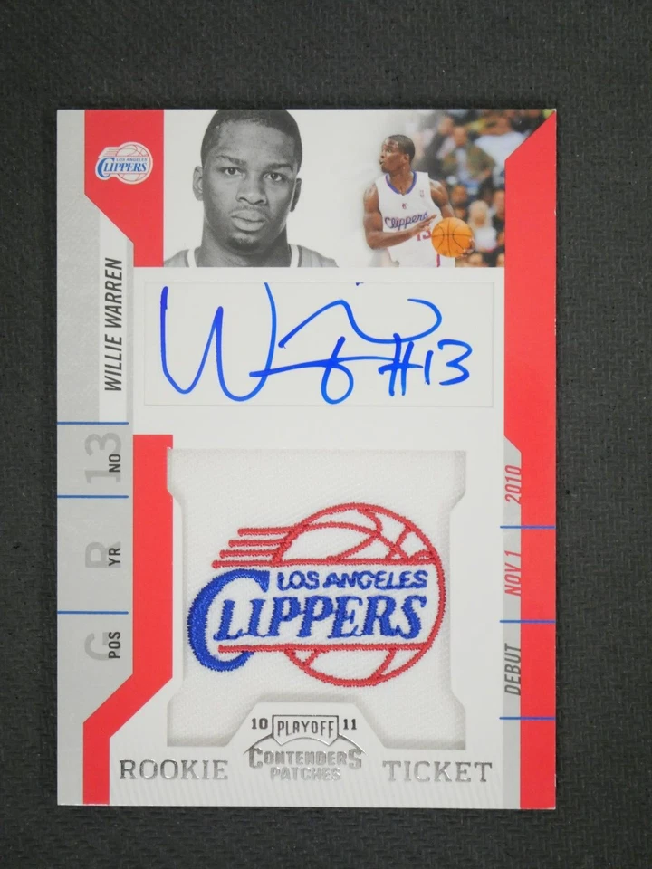 WILLIE WARREN 2010-11 PLAYOFF CONTENDERS PATCHES ROOKIE TICKET AUTO LA CLIPPERS - Image 1 of 2