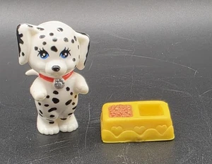 Vintage 1992 Kenner Littlest Pet Shop Happy Puppy Dalmatian & Dog Bowl - Picture 1 of 4
