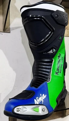 2025 Hombres Motocicleta Motociclista Botas de Cuero Carreras Motocicleta Cuero de Vaca Botas Foto 1 de 4