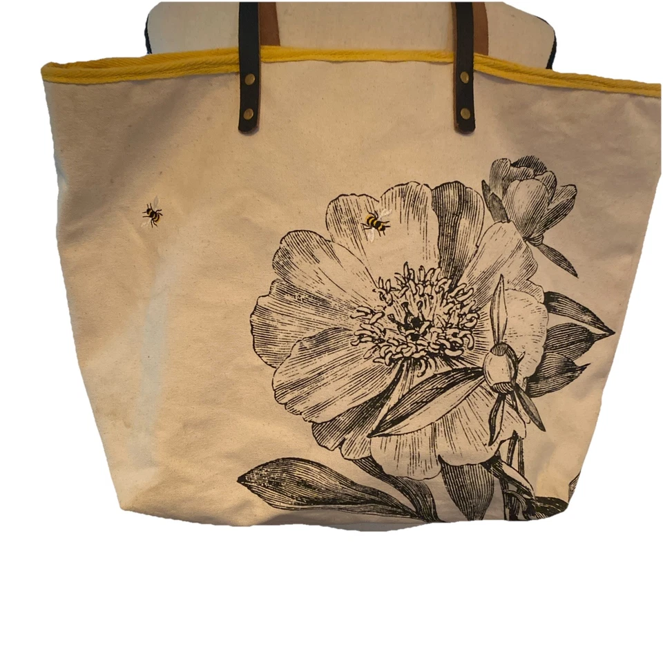 Bolso de Mano Two’s Company Honey Bee & Flower Flea Market Lona Cuero Vegano Foto 1 de 4