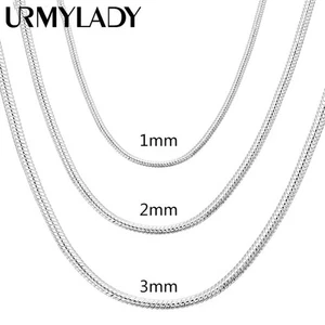 40-75cm 925 Sterling Silber 1MM/2MM/3MM Massive Schlangenkette Halskette für Herren Damen - Bild 1 von 20