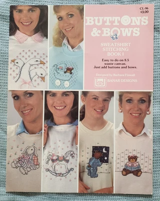 Buttons & Bows Sweatshirt Stitching #1 Waste Canvas Cross Stitch Pattern Leaflet - Image 1 of 4