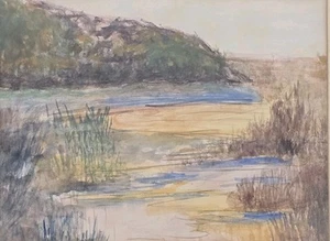 1983 Signed Lydia Forte Santiago Framed Original Landscape Watercolor Painting - Picture 1 of 9