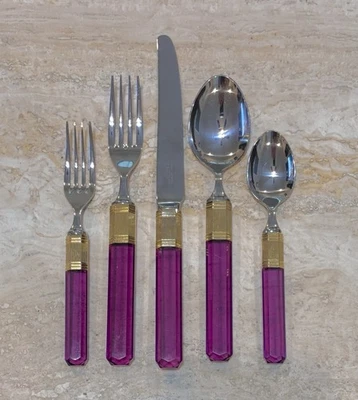 Mikasa Japan Prisma Amethyst Laslo Flatware 77 Piece Vintage 1982 Discontinued - Image 1 of 2