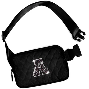 Uygafly Crossbody Belt Bag Fanny Pack Purse Girls Black - Letter J - Picture 1 of 7