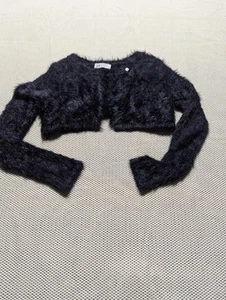 H&M Women's Faux FUR Bolero XS  BLACK Holiday Shrug Jacket Plush Dress-up Cover - Picture 1 of 5