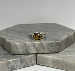 David Yurman Orange Citrine Noblesse Sterling Silver 14k Gold Ring