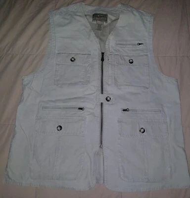 LL BEAN VEST MENS XL KHAKI 7 POCKETS SAFARI HIKING OUTDOOR CARGO FISHING BEIGE - Image 1 of 4