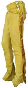 Herren Indianer Western weiches Buckskin Büffel Ragged Lederhose - Bild 1 von 3