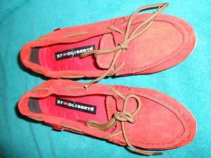 Oliberte rote Wildleder Niami Leder Bootsschuhe flache Schuhe Display Gr. 7M neu ohne Karton - Bild 1 von 5