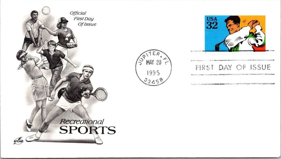 FDC 1995 SC #2965a Artcraft Cachet, Golf - Jupiter, FL  - Single - J1160 - Image 1 of 2