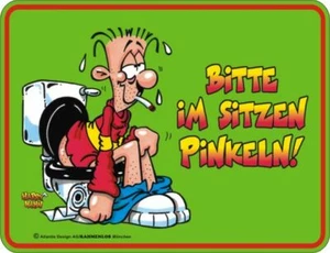Blechschild Bitte im Sitzen pinkeln! WC Toilette Fun-Schild - Bild 1 von 1