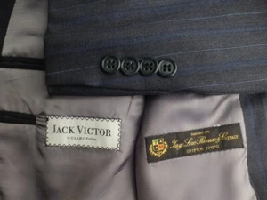 Jack Victor Loro Piana Suit 40R W36 Great Condition Canada Gray Blue Stripes - Picture 1 of 9