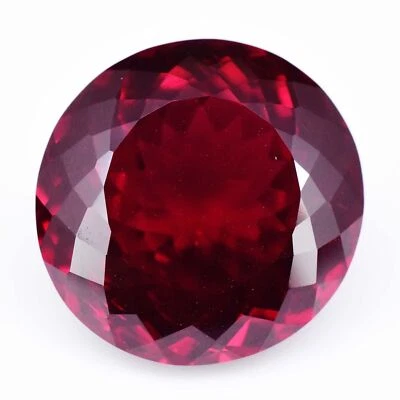 33.30 Ct 18x18 MM Round Natural Certified Red Pyrope Garnet FACETED Gemstone  - Image 1 of 4