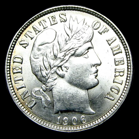 1906-D Barber Dime Silver ---- Gem BU+ Condition PL Reverse Coin ---- #UU631 Cover