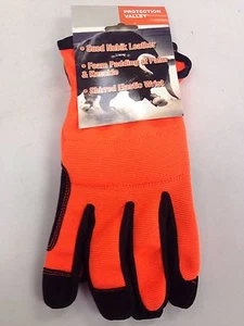 6 Pack, Touch Screen, Orange High Vis Synthetic Leather Mechanics Gloves, Large - Picture 1 of 3
