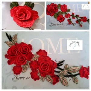 Red rose appliques for costume / hair - Picture 1 of 7
