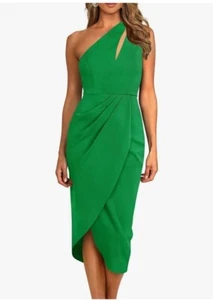 Elegantes grünes One-Shoulder Midikleid Frontschlitz Damen Cocktail/Abend XXL - Bild 1 von 15