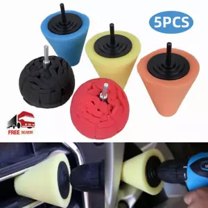 5x Foam Cone Sponge Buffing Pads Car Wheel Hub Polishing Pad Drill Polishing Kit - Bild 1 von 14