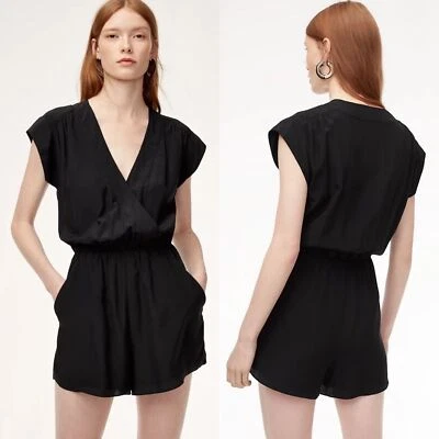 BABATON Corbett Silk Romper Small Black Minimalist Classy Timeless Aritzia - Image 1 of 4