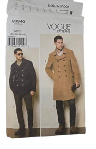 Vogue V8940 Men's Jacket Peacoat Lined Pants Sewing Pattern Sizes 34-40 FF UNCUT - Picture 1 of 3
