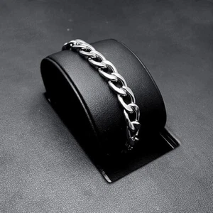 Bracciale a maglie in acciaio inox titanio 10 mm - 7,1 pollici, durevole, gioielli da uomo - Foto 1 di 3