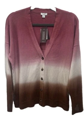 NWT J Jill Sweater Women Medium MP Pink White Brown Tie Dye Cardigan Loose $99 - Image 1 of 4