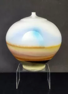 VTG 1984 Studio Art Pottery Vase Weed Pot Baloon Vase Handmade Signed Large 8.5" - Bild 1 von 10