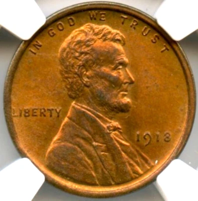 1918 Lincoln Cent, NGC MS 64RB - Image 1 of 3