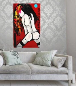 POP ART SEXY NUDE LADY Upcycled CB 21 X 13 PAINTING SWARTZMILLER DNA signed new - Picture 1 of 24